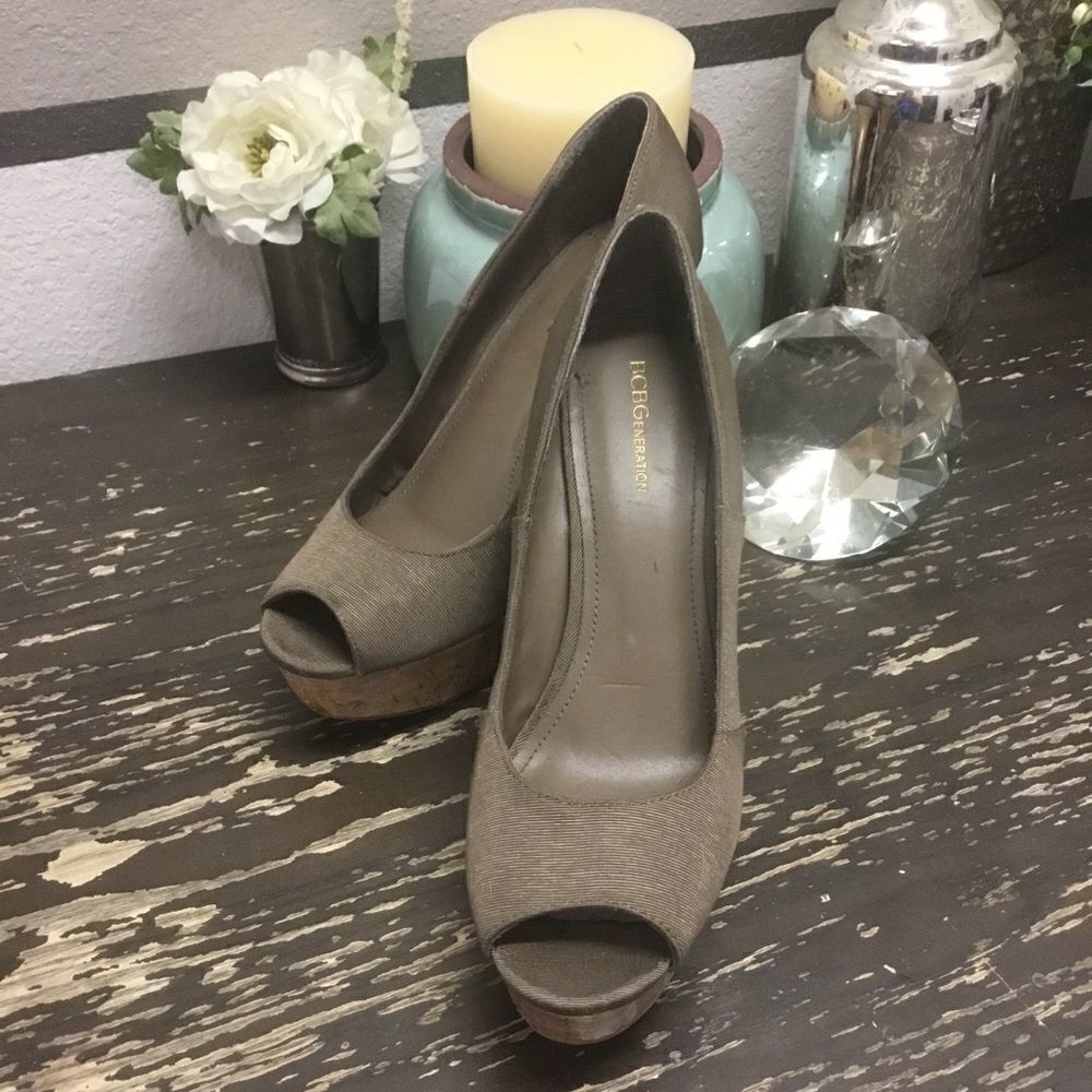 BCBGeneration “Rubyx” Cork Wedge Shoes